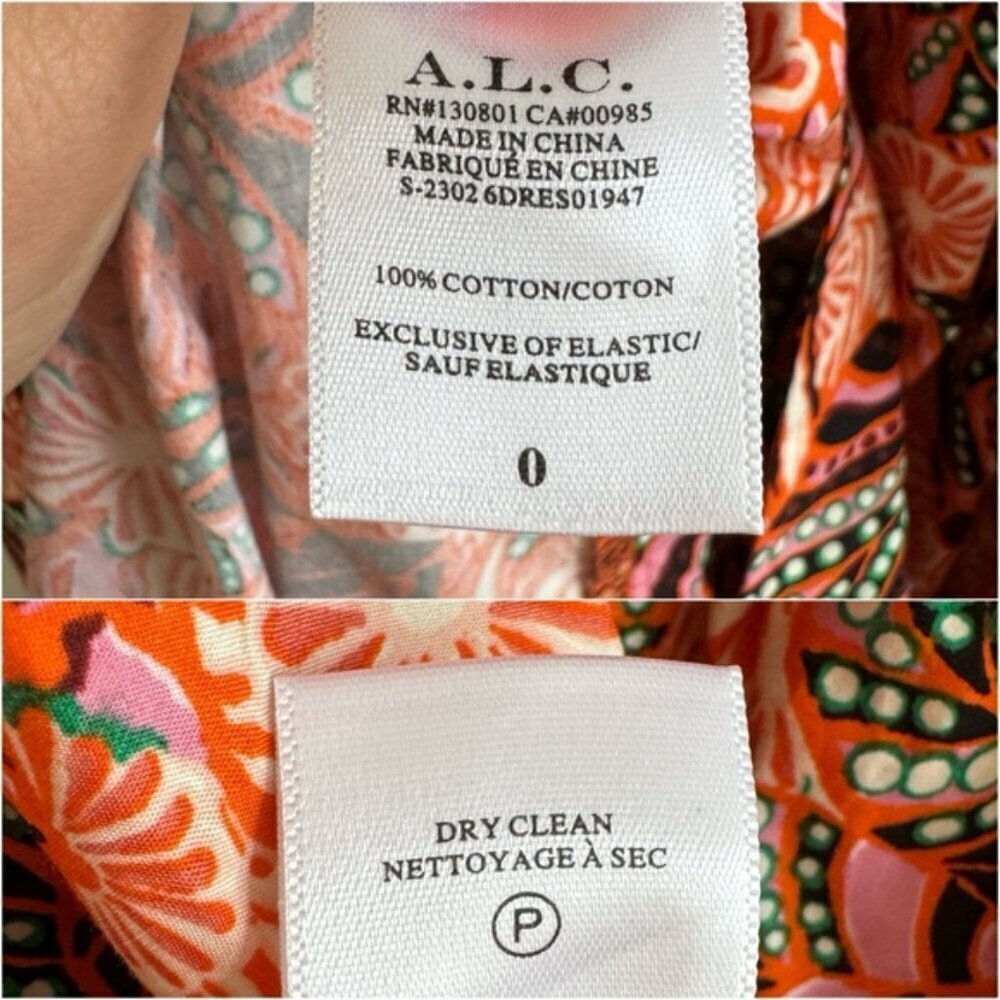 A.L.C. • Adriana Dress in Orange/Rose Multi • 0 - Picture 11 of 14